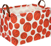 NTAOHAMPER rectangular basketball storage basket with two handles for easy portability.