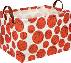 NTAOHAMPER rectangular basketball storage basket with two handles for easy portability.