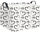NTAOHAMPER rectangular black storage basket with heart print and handles for toy organization.