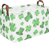 NTAOHAMPER rectangular four-leaf clover basket front view for toy storage.
