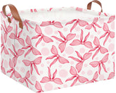 NTAOHAMPER rectangular storage basket with pink bowknot for toy organization