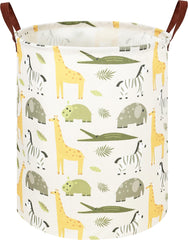 NTAOHAMPER Kids Laundry Hamper in green animal design, front view for nursery storage.
