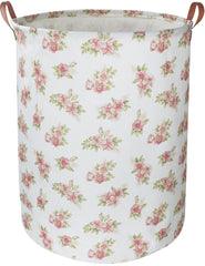 NTAOHAMPER pink flower laundry hamper front view for tidy bedroom storage