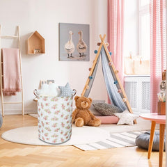 NTAOHAMPER pink flower laundry hamper open top showing roomy interior