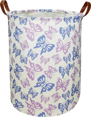 NTAOHAMPER Purple Butterfly Laundry Hamper with waterproof lining for toy storage in kids' room