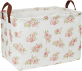 NTAOHAMPER rectangular pink flower basket, top view, for stylish storage.