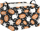 NTAOHAMPER rectangular storage basket with black Halloween design for versatile organization
