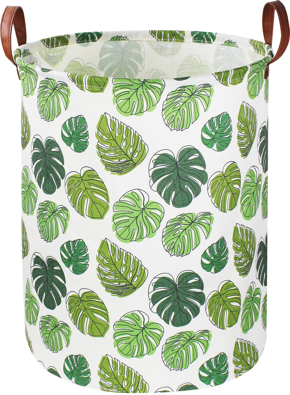 NTAOHAMPER round green laundry hamper with leaf pattern for organized laundry