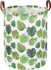 NTAOHAMPER round green laundry hamper with leaf pattern for organized laundry