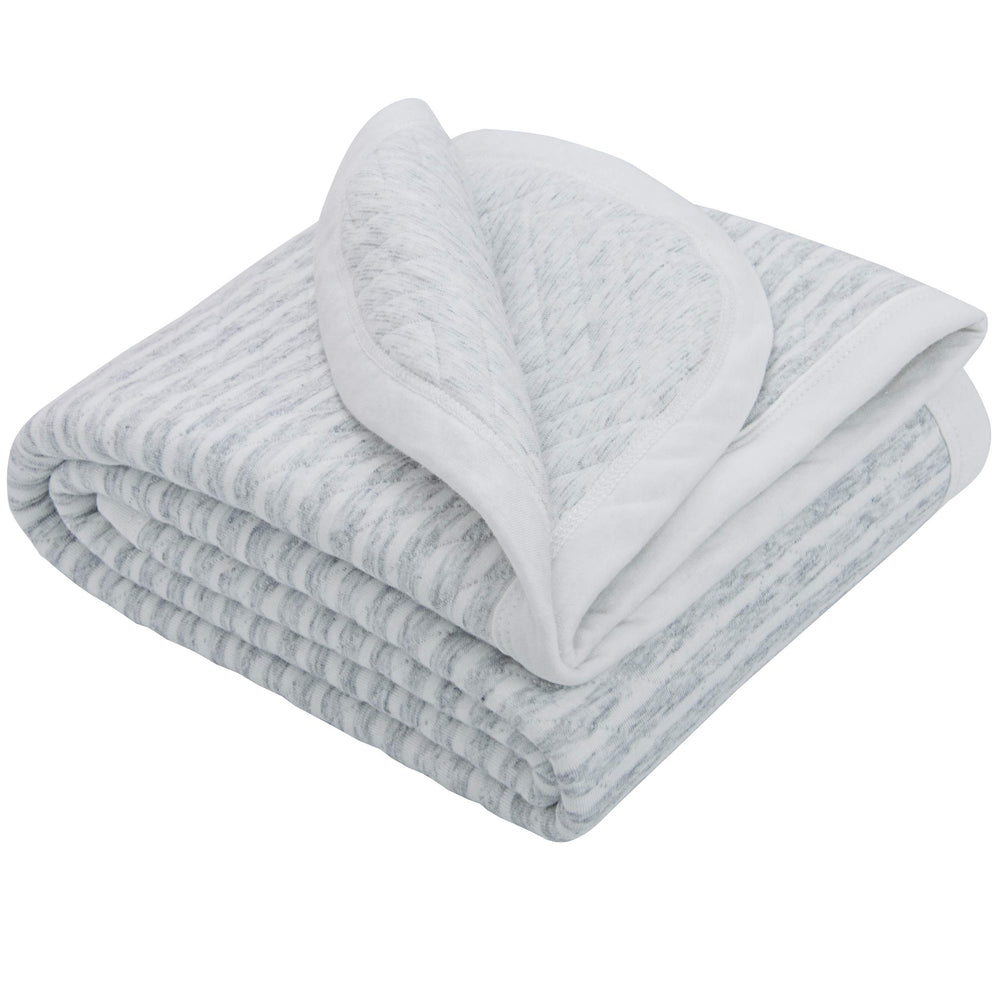 NTBAY jersey cotton quilted toddler blanket grey wave closeup showing soft fabric