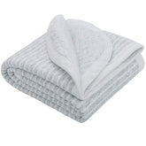 NTBAY jersey cotton quilted toddler blanket grey wave closeup showing soft fabric