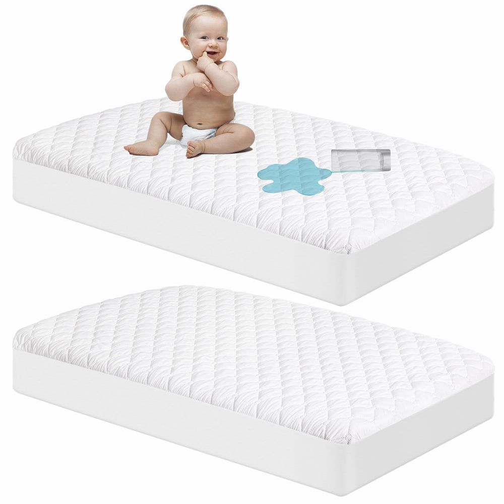 NTBAY mini crib mattress protector with waterproof cover protects against spills.