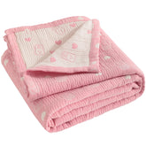 NTBAY pink rabbit muslin blanket front pattern for cozy warmth