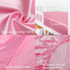 NTBAY silk satin crib sheet with cooling finish in pink for comfortable nights