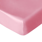 NTBAY silk satin fitted crib sheet in pink showing a soft, breathable surface for baby comfort