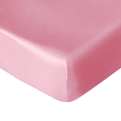 NTBAY silk satin fitted crib sheet in pink showing a soft, breathable surface for baby comfort