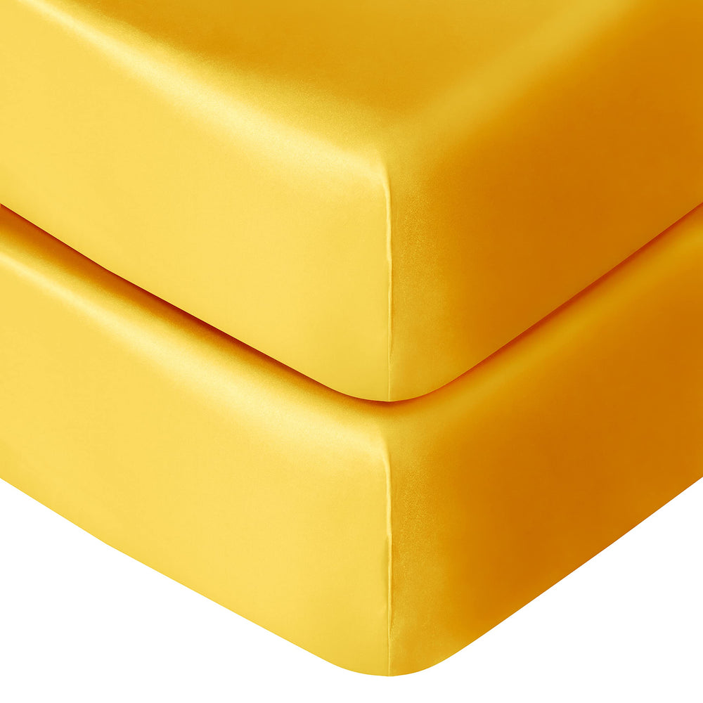 NTBAY silk satin fitted crib sheet in yellow, silky comfort for baby's sleep