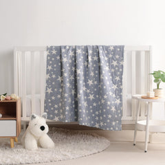 NTBAY toddler blanket back pattern with white and blue stars for reversibility.