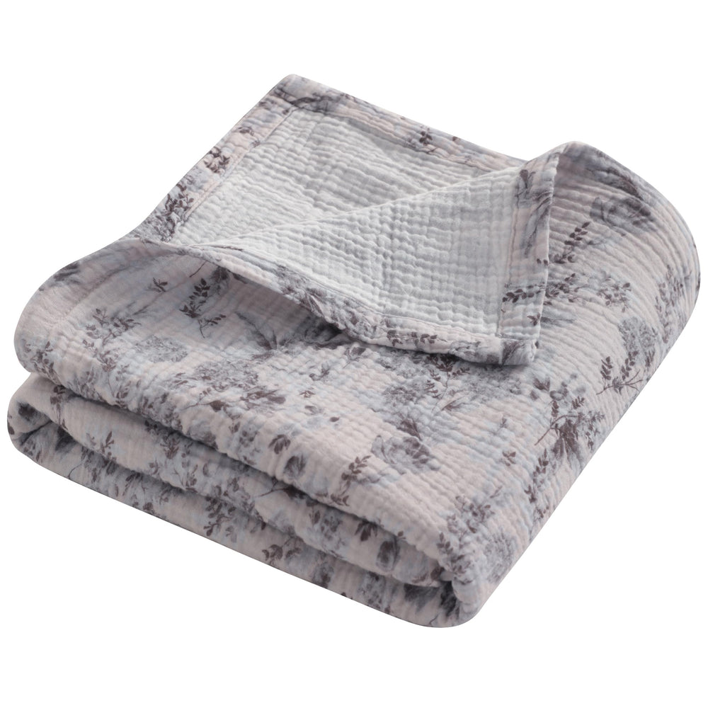 NTBAY two-layer muslin blanket front view, soft and breathable for newborns.
