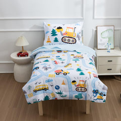 NTBED reversible comforter shows construction motif for versatile decor.