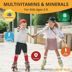 NuBest Doctor Taller Kids grape-flavored chewables, kid-friendly daily vitamins.