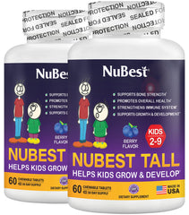 NuBest Tall Kids berry chewables with animal shapes for daily nutrition.