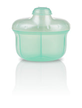 Nuby powder formula dispenser with three compartments in green for pre-measured portions.