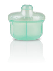 Nuby powder formula dispenser with three compartments in green for pre-measured portions.