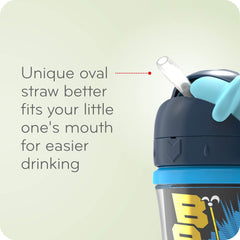 NUK Batman oval straw close-up shows toddler-friendly sipping design.