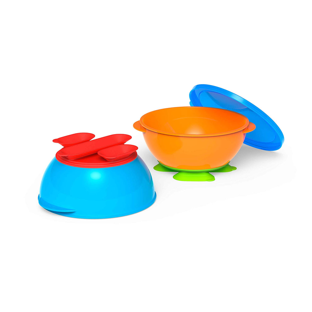 NUK First Essentials Tri-Suction Bowls pack 2 keeps meals tidy with secure lids for travel