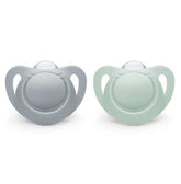 NUK orthodontic pacifier pink powder pink close-up showing soft silicone nipple for soothing comfort
