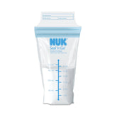 NUK Seal N Go breast milk bags standing upright in the freezer for convenient storage.