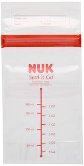 NUK Simply Natural Seal n' Go bag standing upright for freezer storage