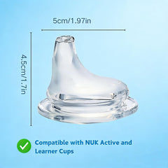 NUK leak-proof cross-over spout design maintains mess-free cups on the go.