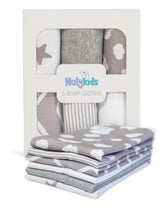 NULYKIDS burp cloth with double-layer soft cotton for gentle skin and absorption.
