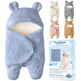 Nunibum bear-plush blue swaddle blanket for newborn comfort and snug sleep.