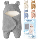 Nunibum baby swaddle grey plush wrap supports snug secure sleep.