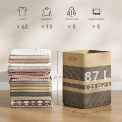 Nunsino woven cotton top view of the laundry basket optimized for organization