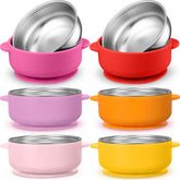 Nuogo six-pack stainless steel kid bowls, durable and easy to clean.