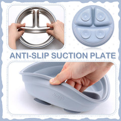 Nuogo bowl with removable silicone shell prevents slips and reduces clatter during meals