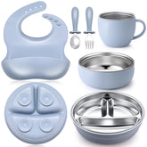 Nuogo baby feeding plate with silicone shell offers a safe, cool-touch surface for toddlers