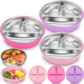 Nuogo baby suction plates in red series stabilize meals and prevent spills.