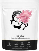 nuora Feminine Balance gummies bottle with pineapple flavor for daily wellness support.
