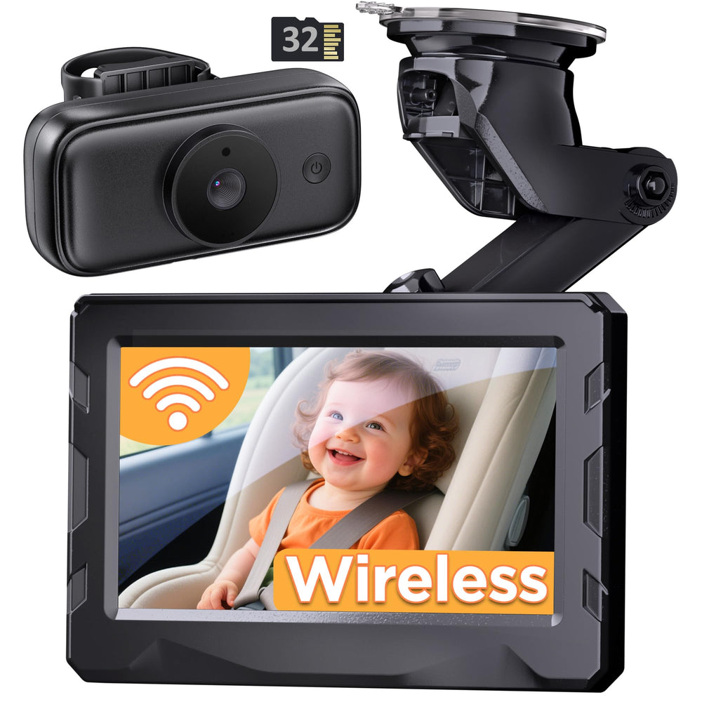 NUOTUN wireless car camera showing cordless installation for clutter-free setup