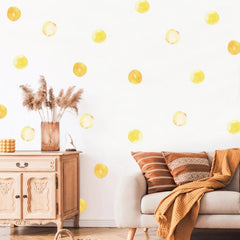 NUOYOAH watercolor dots yellow decorate playroom walls with easy repositioning and strong adhesive.
