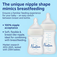 Nurtiva pacifier included for seamless transition.