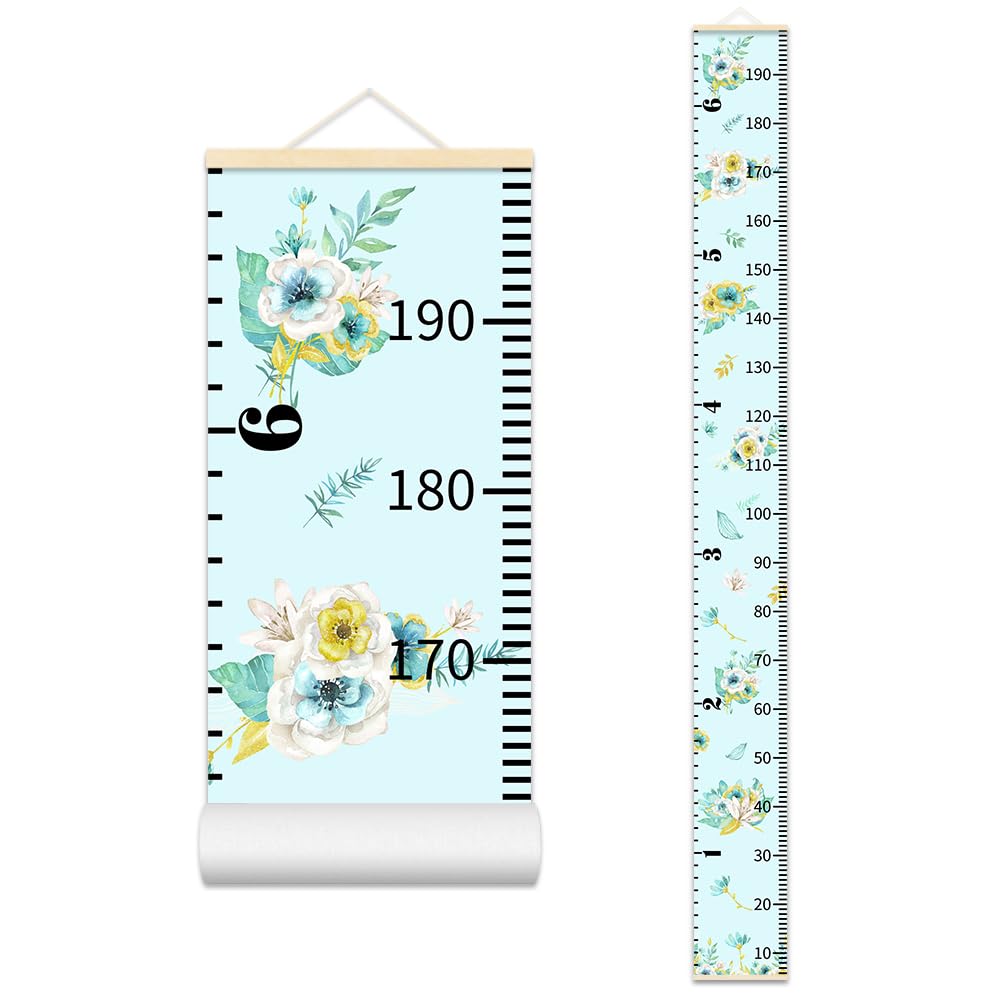 Nustila growth chart with floral pattern on wall ruler for nursery decor