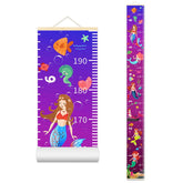 Nustila Ocean Mermaid Growth Chart on canvas with beige frame for nursery decor.