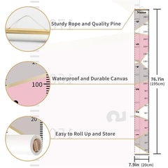 Nustila removable canvas growth chart for easy cleaning and storage