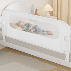 NUTIKAS swing-down bed rail 59in keeps toddlers safely in bed yet easily accessible.